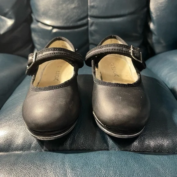 Capezio Black Leather Tap Shoes - GC - Size 9.5 - Picture 3 of 8